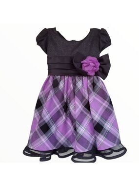 Bonnie Baby sz 12m Purple plaid Holiday Party dress Pictures flower girl